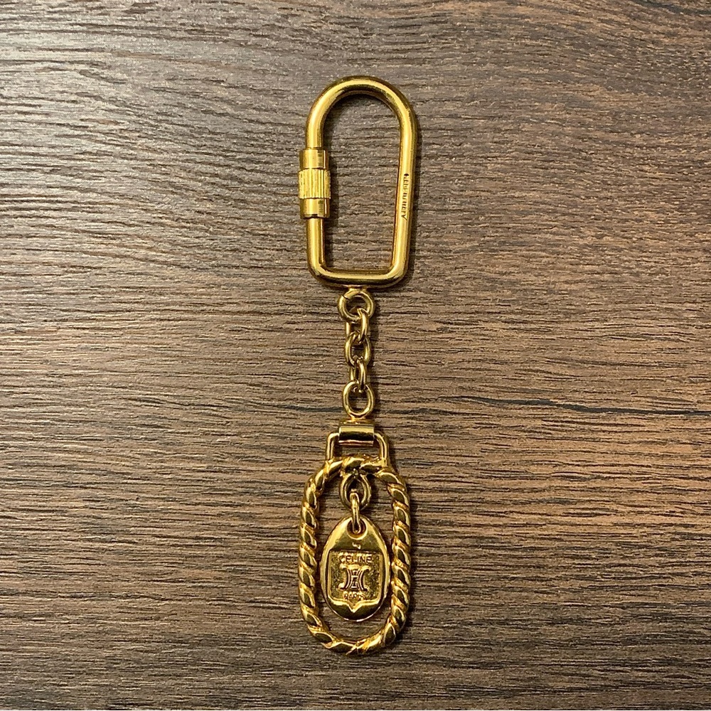 Vintage Celine Macadam Gold Key Ring / Charm